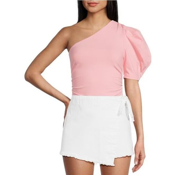 INTIMATELY FREE PEOPLE Something Bout You Pink Puff Sleeve Bodysuit Sz L NEW - Picture 3 of 3